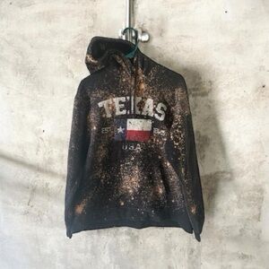 Texas Graphic Hoodie XL Bleach Dyed Acid Wash Grunge Streetwear Upcycled Hoodie